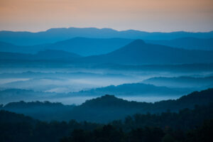 mountains outside of Linville NC in the morning mist